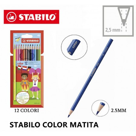 Matite colorate Stabilo Confezione da 12 Colori assortiti per bambini astuccio