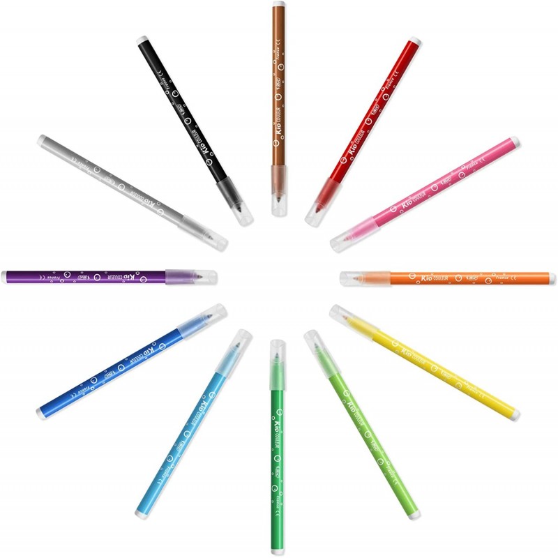 Bic Pennarelli BIC 10+2 KIDS Pennarello super lavabile pastelli col...