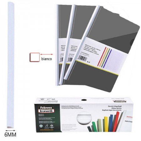 Fellowes Dorsini Rilegafogli, Diametro 6 Mm Confezione Da 50 Pezzi nero e bianco