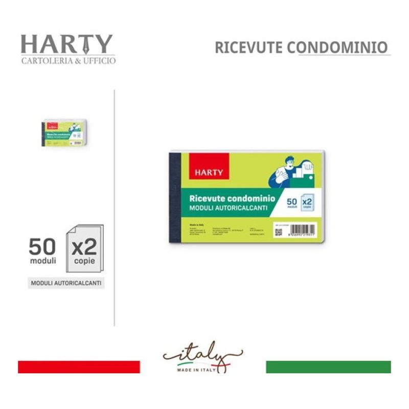 Harty 5 Blocchi Ricevute Condominio AutoricalcantI Duplice Copia 50...