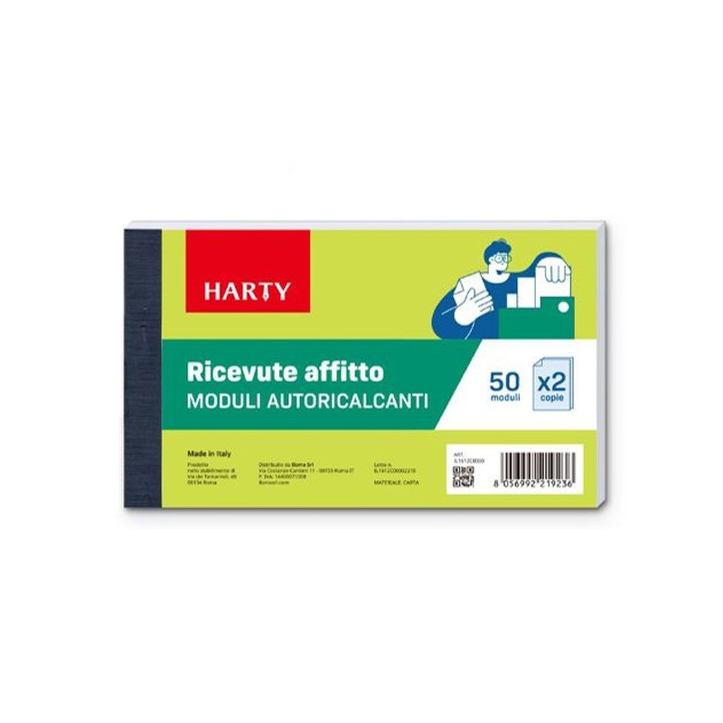 Harty 5x ricevute fatture affitto data ufficio duplice copia 50 mod...