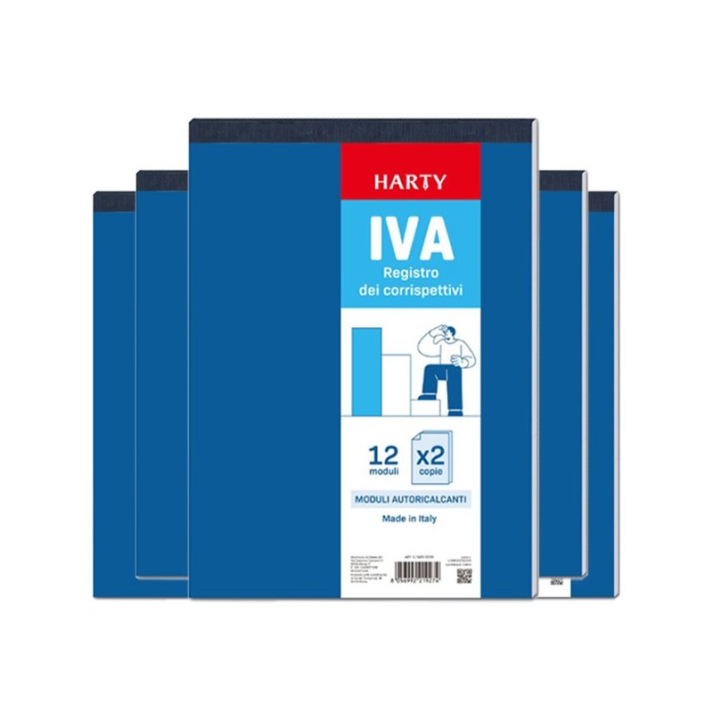 5x Registro Iva Corrispettivi 12x2 - Duplice Copia-Autoricalcanti -A4-documenti