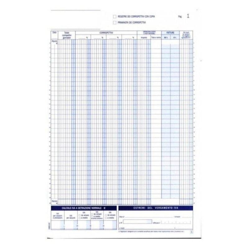 Harty 5x Registro Iva Corrispettivi 12x2 - Duplice Copia-Autoricalc...