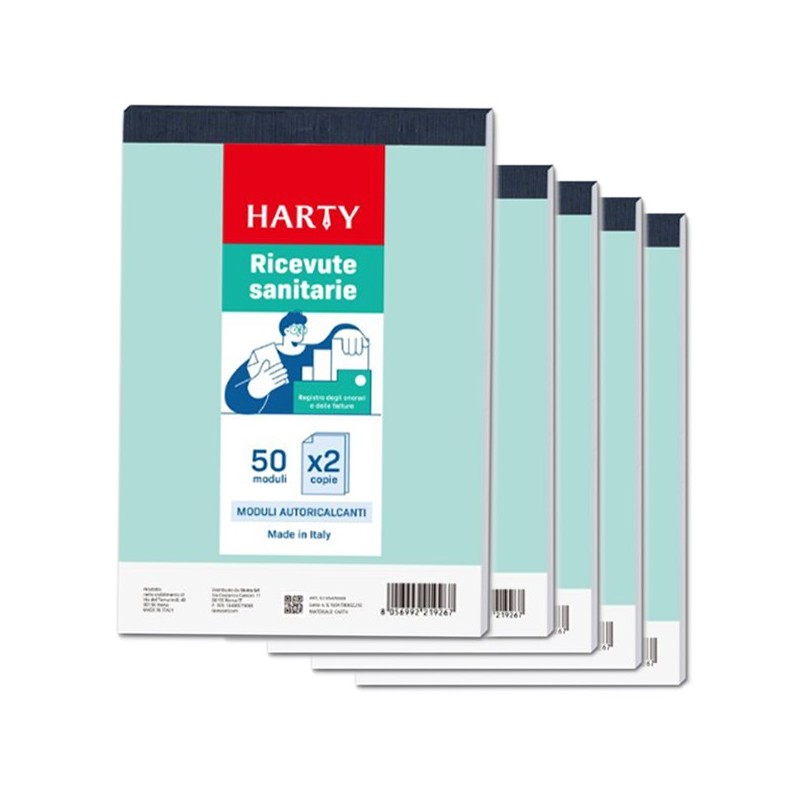 5x Blocchi Ricevute Sanitarie 50x2 Fogli Autoricalcanti Moduli Copie Registro
