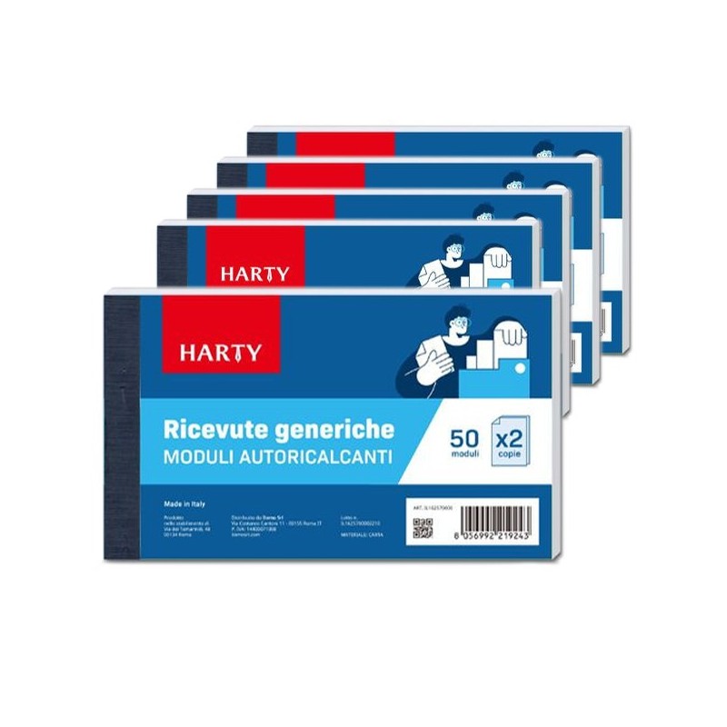5x Blocchi Ricevute Generiche 50x2 Fogli Autoricalcanti Moduli Copie Registro