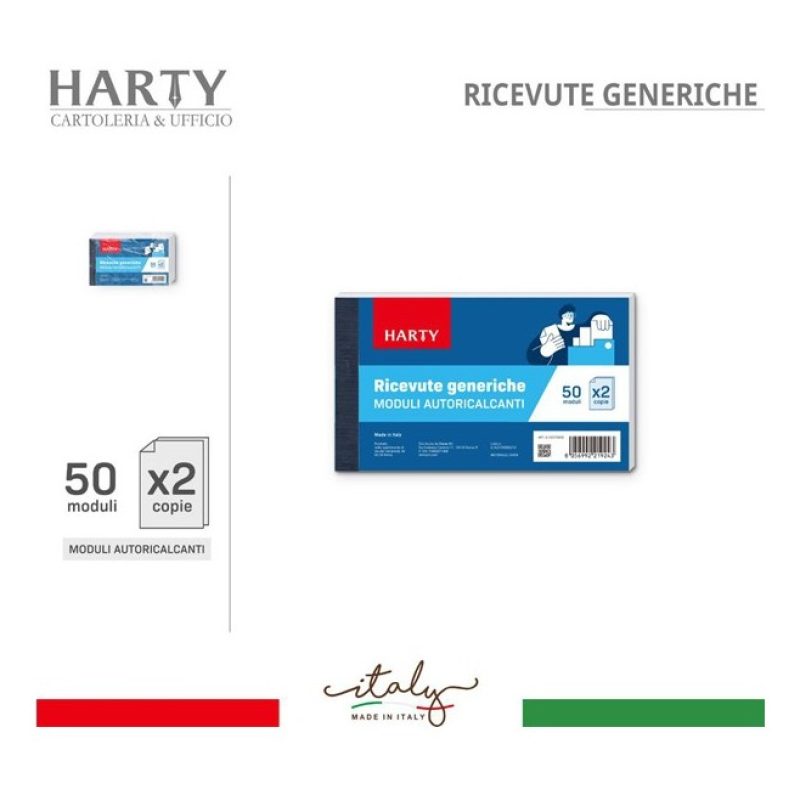 5x Blocchi Ricevute Generiche 50x2 Fogli Autoricalcanti Moduli Copi...