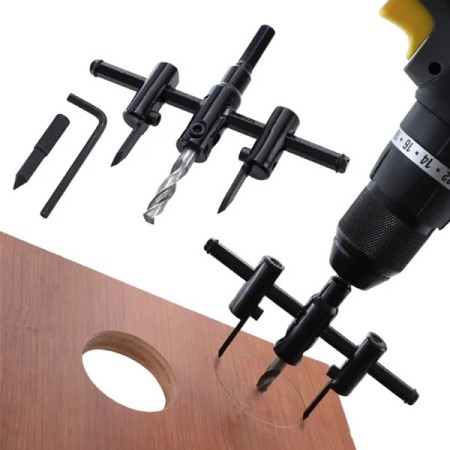 Tondo Legno Cerchio Fresa Buco Sega Trapano Bit Taglio Lama Regolabile 30-120mm