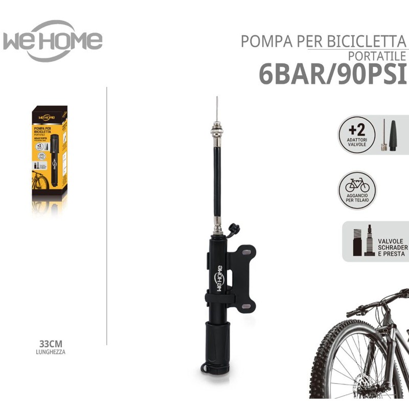 WeHome Mini Pompa Bici Bicicletta Portatile Manuale Telaio Gonfiare