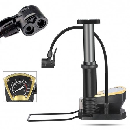 Mini Pompa a pedale con manometro gonfiaggio bicicletta pallone Anello da nuoto