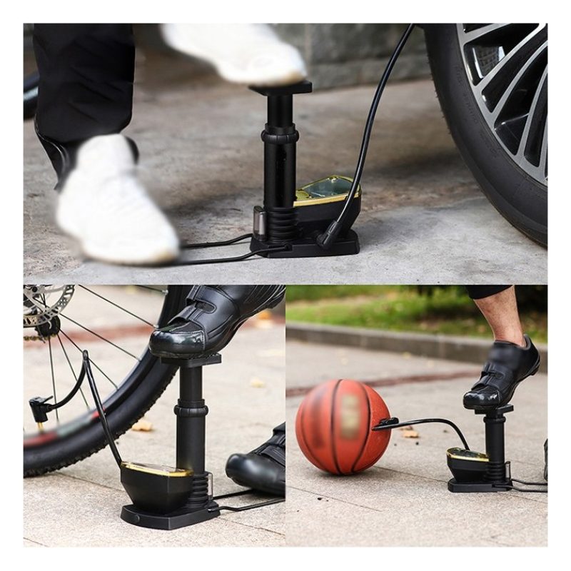 WeHome Mini Pompa a pedale con manometro gonfiaggio bicicletta pall...