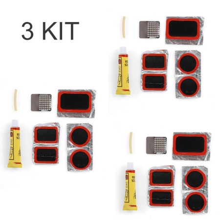 Kit completo riparazione gomma bici bicicletta bike pneumatico foro bucatura 3pz
