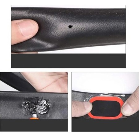 Kit completo riparazione gomma bici bicicletta bike pneumatico foro bucatura 3pz