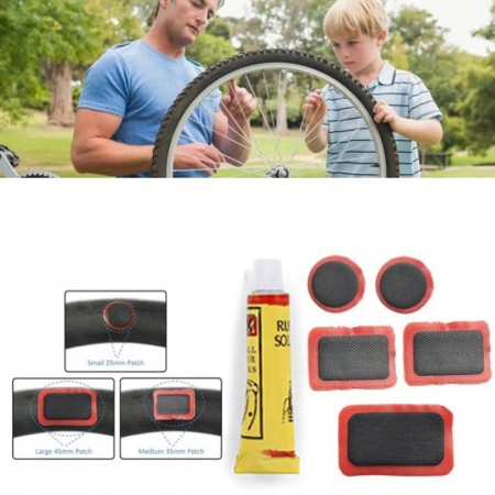 Kit completo riparazione gomma bici bicicletta bike pneumatico foro bucatura 3pz
