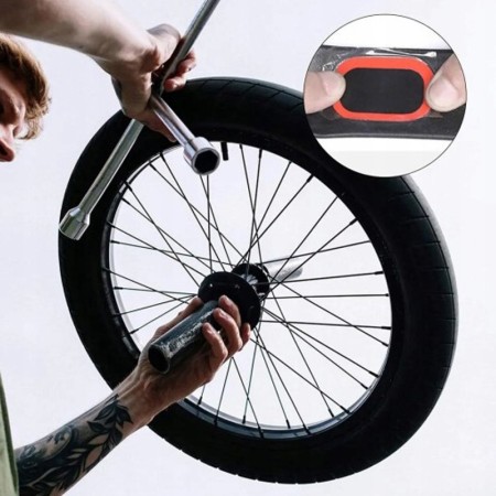 Kit completo riparazione gomma bici bicicletta bike pneumatico foro bucatura 3pz