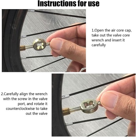 6x Kit Chiave rimuovi svita smonta valvole camere d'aria universale + valvole