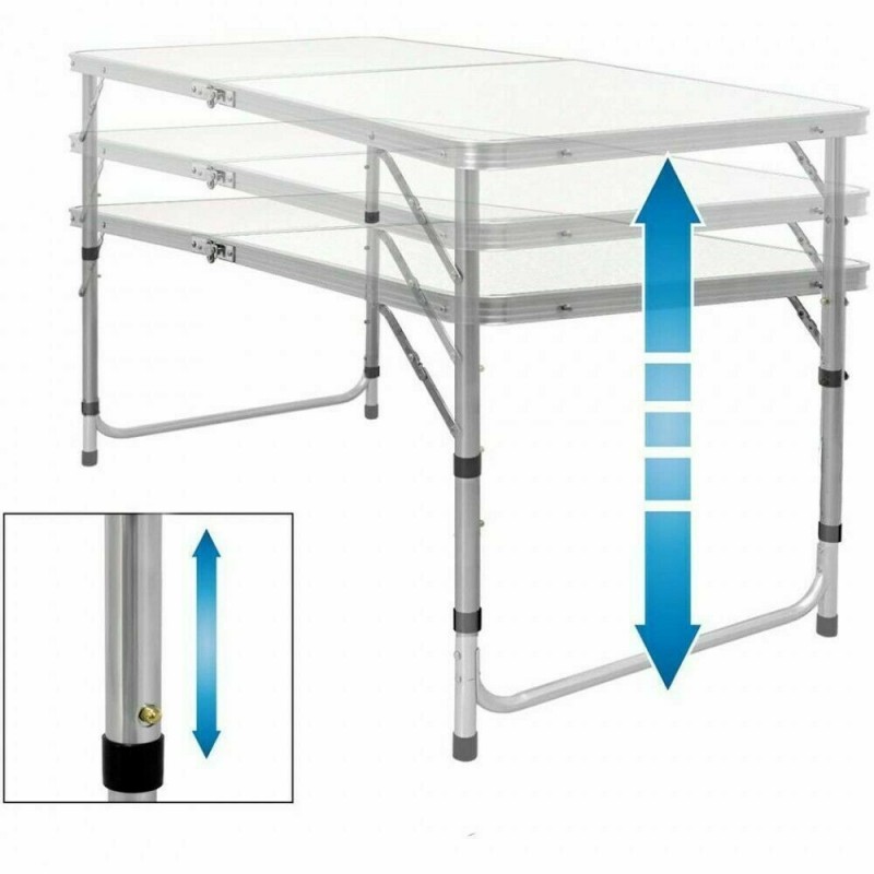 Generico Tavolo Pieghevole Portatile a Valigetta 120x60cm 4 Sgabell...