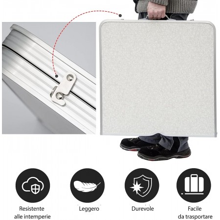 Tavolo Pieghevole Portatile a Valigetta 120x60cm 4 Sgabelli Campeggio Picnic