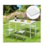 Generico Tavolo Pieghevole Portatile a Valigetta 120x60cm 4 Sgabell...