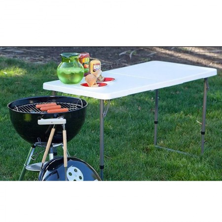 Tavolo Pieghevole Portatile a Valigetta 120x60cm 4 Sgabelli Campeggio Picnic
