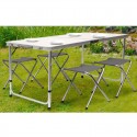 Tavolo Pieghevole Portatile a Valigetta 120x60cm 4 Sgabelli Campeggio Picnic