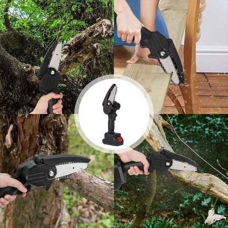 Mini Sega Elettrica 2 Catene e 2 batterie da 48V 1200W Potatura Taglio Rami