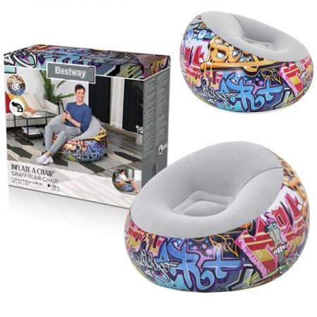 Poltrona pouf Gonfiabile 112x112x66 cm tema graffiti  Bestway Comfort relax casa