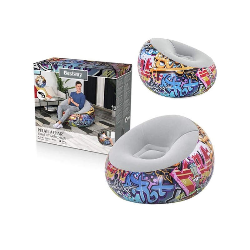 Poltrona pouf Gonfiabile 112x112x66 cm tema graffiti  Bestway Comfort relax casa