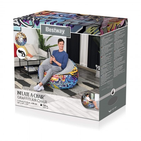 Poltrona pouf Gonfiabile 112x112x66 cm tema graffiti  Bestway Comfort relax casa