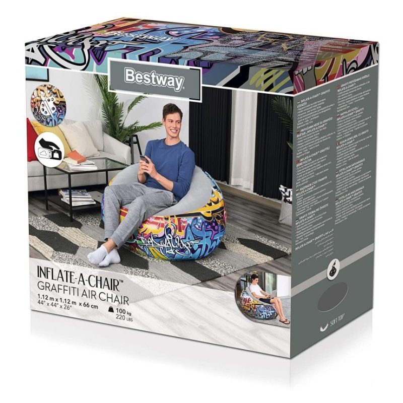 Bestway Poltrona pouf Gonfiabile 112x112x66 cm tema graffiti Bestwa...