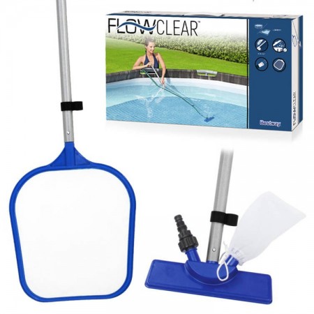 Bestway Kit manutenzione pulizia piscina retino aspiratore asta 58013 Flowclear