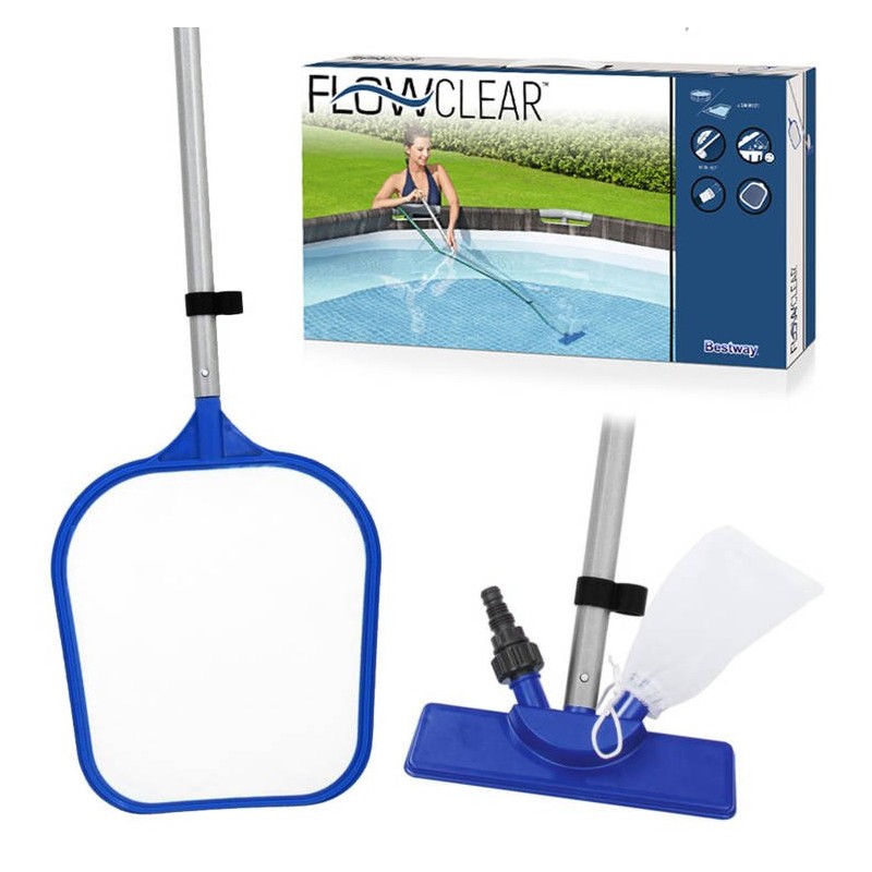 Bestway Kit manutenzione pulizia piscina retino aspiratore asta 58013 Flowclear