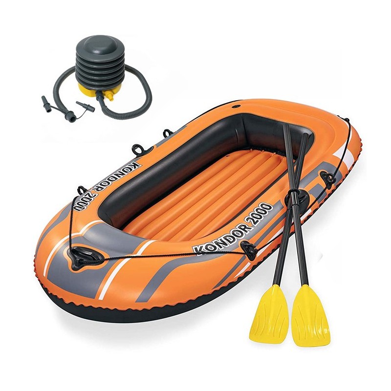 Canotto Gonfiabile Kondor 2000 Con Remi E Pompa - Per 1 Adulto E 1 Bambino, Max 120 Kg - Foto 8