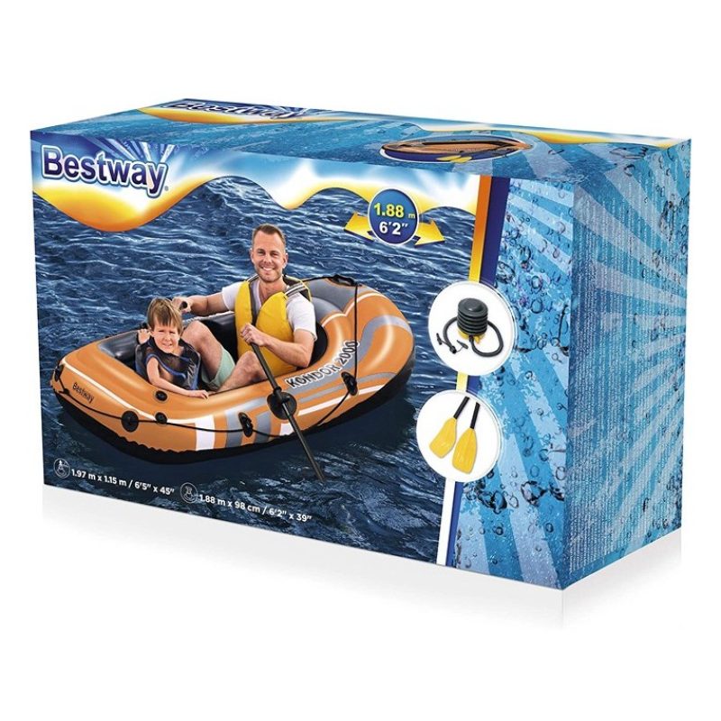 Canotto gommone mare Kondor 2000 con remi e pompa Bestway gonfiabil...