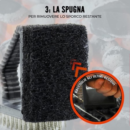 Spazzola Metallica Pulizia Barbecue Griglia forni Bbq Con Raschietto spugna
