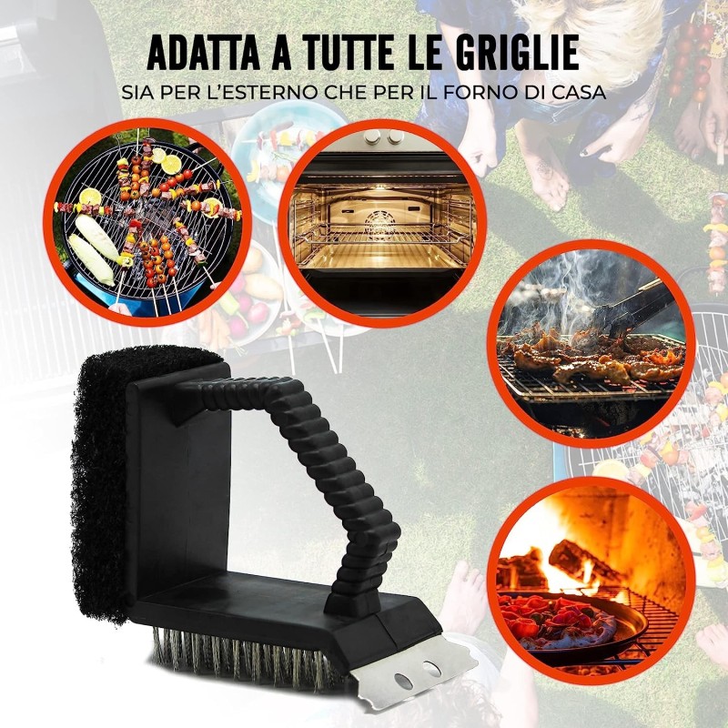 WeHome Spazzola Metallica Pulizia Barbecue Griglia forni Bbq Con Ra...