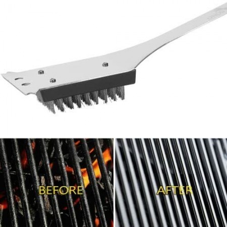 Spazzola metallica pulizia barbecue BBQ raschietto grill griglia forni 40,5 cm