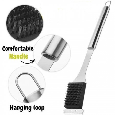 Spazzola metallica pulizia barbecue BBQ raschietto grill griglia forni 40,5 cm