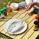 Griglia per Pesce Barbecue Graticola in acciaio manico legno Accessori 11x31cm