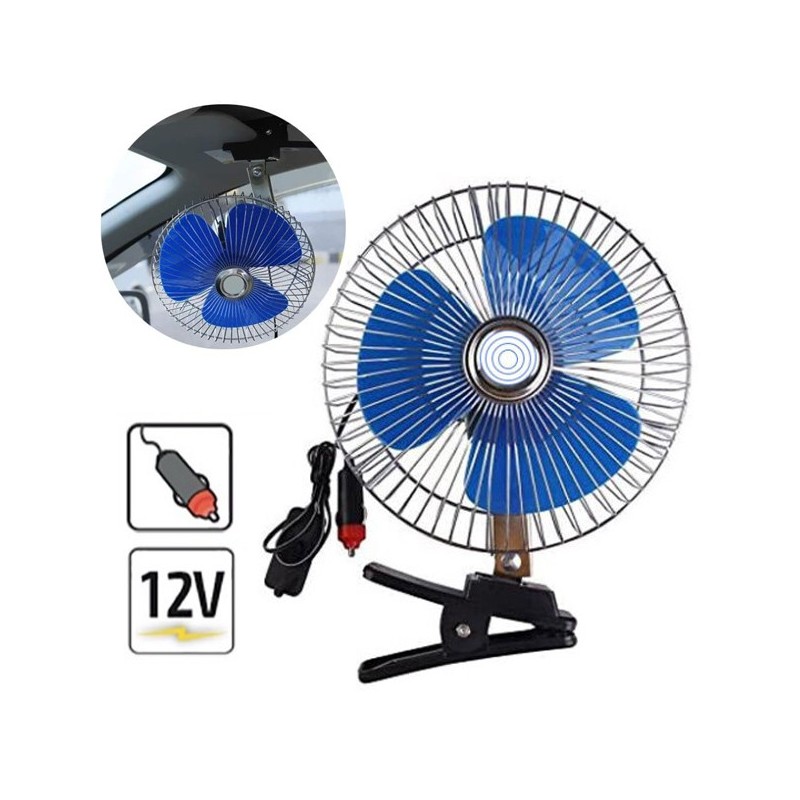 Ventilatore USB Per Auto - Doppia Testa, 12V, 3 Velocit&agrave;, Nero E Giallo