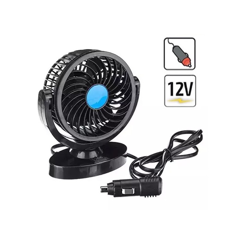Ventilatore per Auto 12V portatile viaggio regolabile 360° Presa Accendisigari