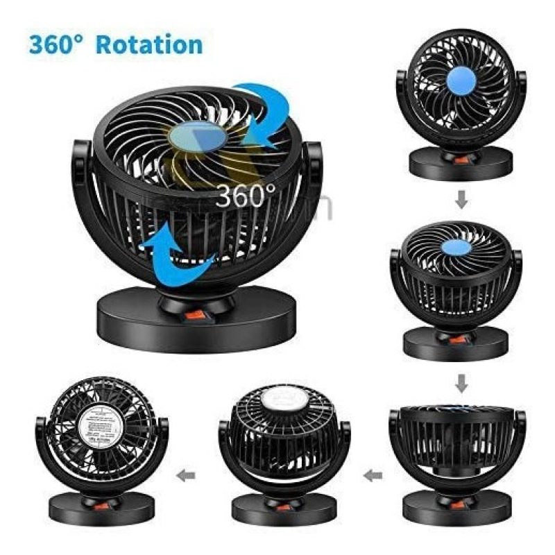Ventilatore per Auto 12V portatile viaggio regolabile 360° Presa Ac...