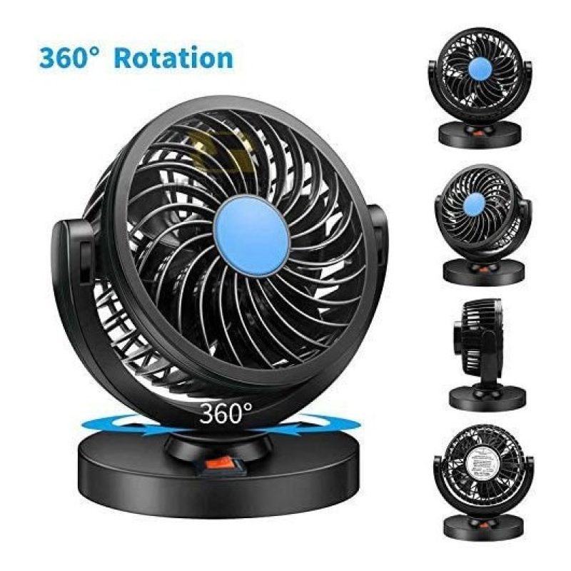 Ventilatore per Auto 12V portatile viaggio regolabile 360° Presa Ac...
