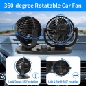Ventilatore doppia testa Auto 12V viaggio regolabile 360° ruotabile aria fresca