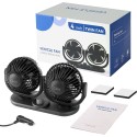 Ventilatore doppia testa Auto 12V viaggio regolabile 360° ruotabile aria fresca