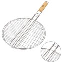 Griglia tonda doppia barbecue in acciaio manico legno Graticola utensili BBQ
