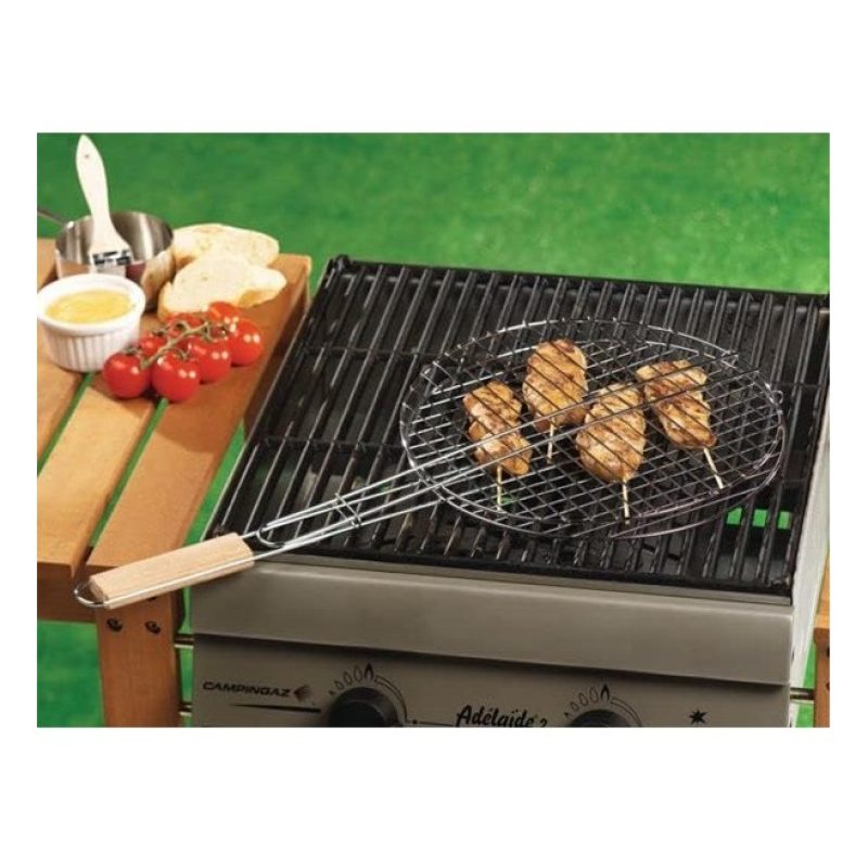 WeHome Griglia tonda doppia barbecue in acciaio manico legno Gratic...