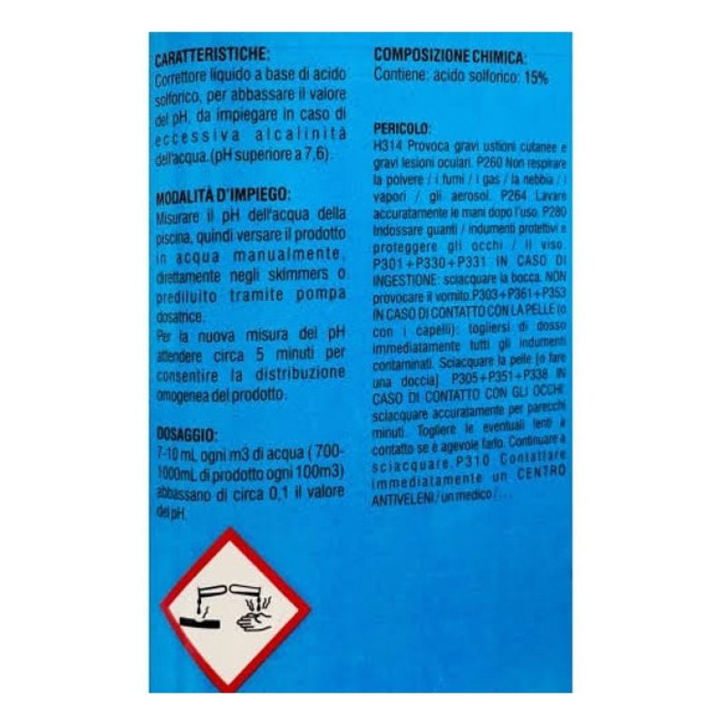 Rio 5 Kg Liquido Correttore Riduttore pH Meno Minus per acqua Pisci...