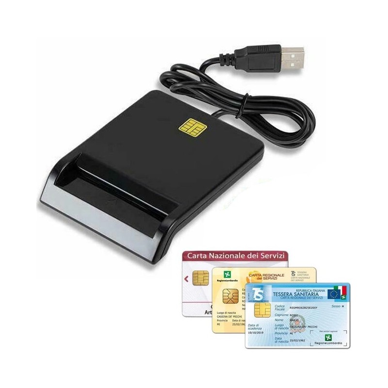 Lettore Smart Card Firma Digitale SPID CRS CNS CIE Tessera sanitaria Plug&Play