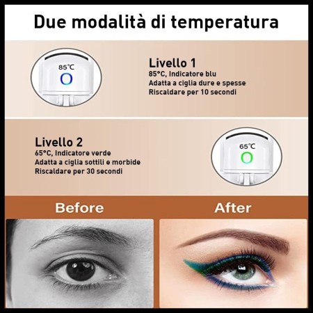 Piegaciglia Elettrico Riscaldato Con Temperatura Regolabile arriccia Ciglia USB
