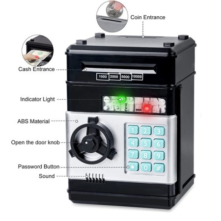 Salvadanaio Elettronico Cassaforte Atm Per Bambini Contanti Monete a batteria